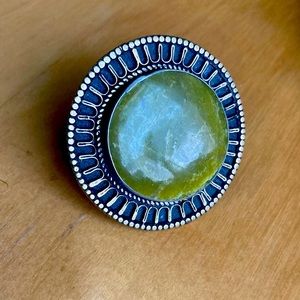 Silver jade ring size 8.25